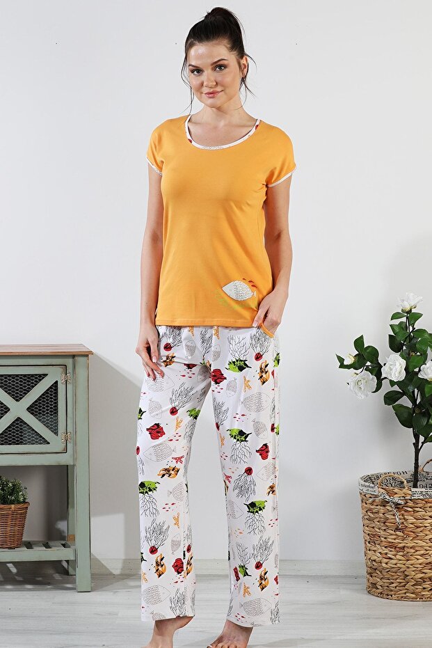 Coral Cotton Summer Women's Pajama Set