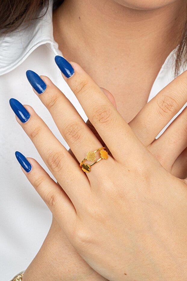 22 Ayar Altın Yonca Yüzük - 3