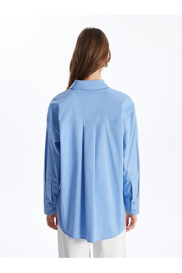 LCW Vision Düz Uzun Kollu Oversize Kadın Gömlek - 6