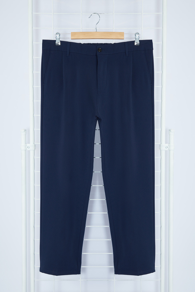 Lacivert Pileli Klasik Baggy Fit Kumaş Pantolon TMNSS24PL00024 - 8