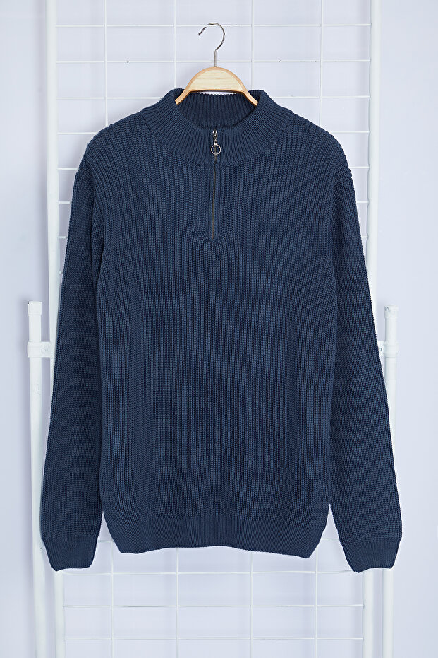 Indigo Casual Regular Yarım Balıkçı Yaka Düz Triko Kazak TMNAW22KZ1908 - 6