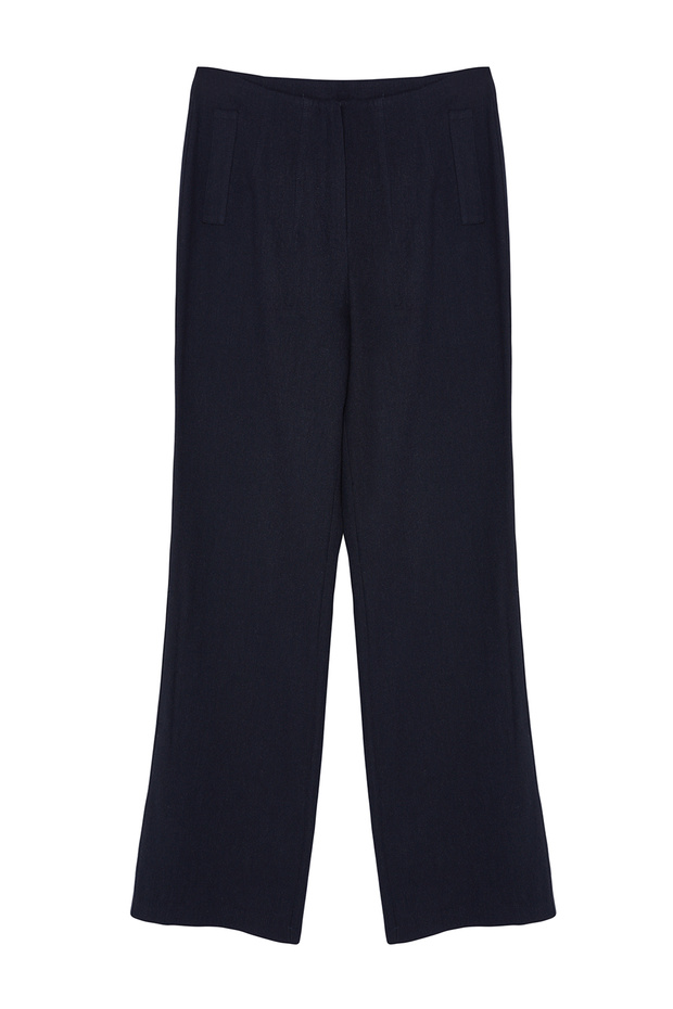 Lacivert Keten GörünümlüWide Leg/Geniş Paça Yüksek Bel Dokuma Pantolon TWOSS24PL00169 - 7