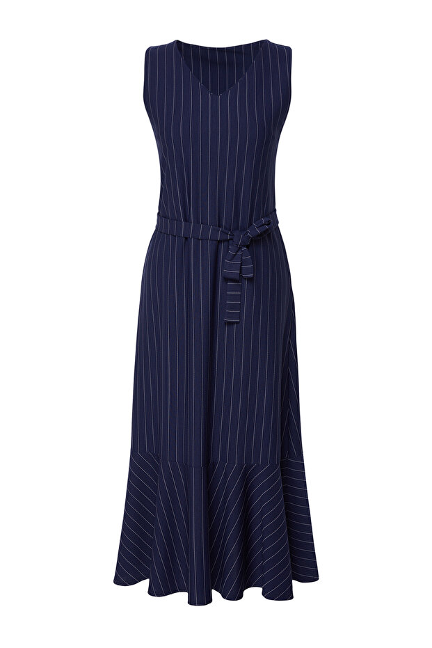 Granatowa sukienka z kamizelką w paski - TCTSS24EB00287 - 6