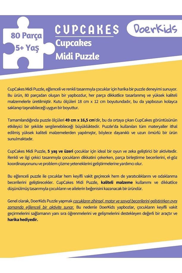 Cupcakes Midi Puzzle | 4-9 Yaş 80 Parça - 7