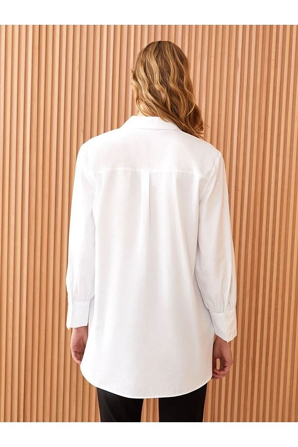 Lcw Modest Gömlek Yaka Çiçekli Uzun Kollu Poplin Kadın Tunik - 5