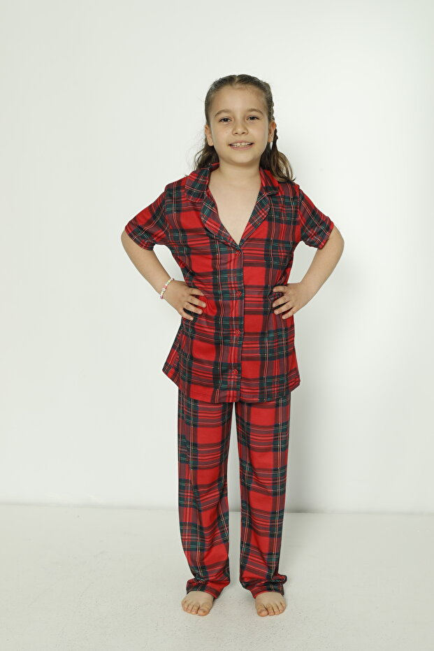 PAMUKLU LİKRALI DÜĞMELİ PİJAMA TAKIM - 2