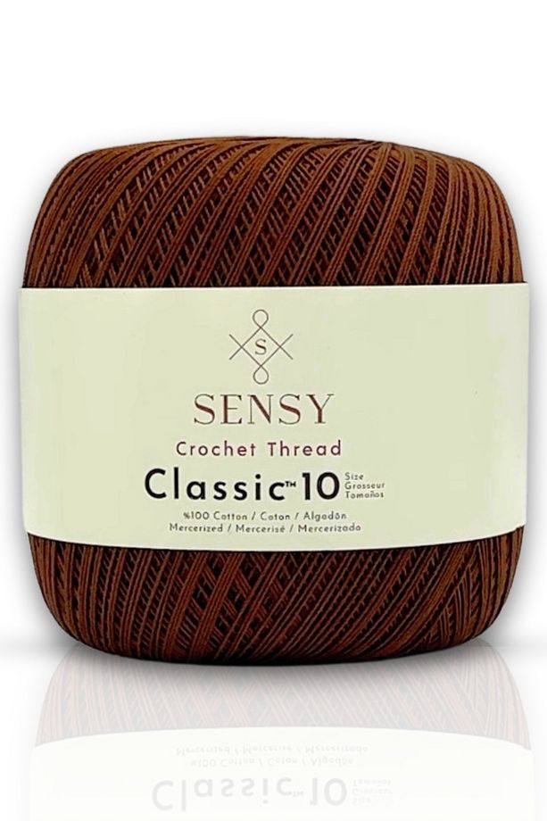 Classic 10 Tığ İpi 100% Merserize Pamuk Örgü İpi, Dantel İpi, Giza Mısır Pamuğu Kahverengi - 1
