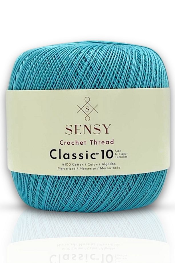 Classic 10 Tığ İpi 100% Merserize Pamuk Örgü İpi, Dantel İpi, Giza Mısır Pamuğu Bebe Mavisi - 1
