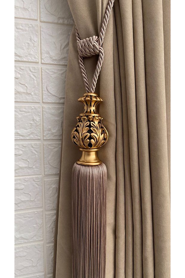 Curtain Accessory Polyester Vase Shah Model Tasseled Bracket Cornice Mounting Kit 1 Piece