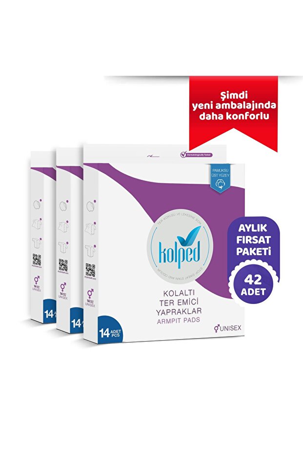 KOLPED Koltuk Altı Pedi Ter Emici Yapraklar 42 Adet ( 3 Kutu)