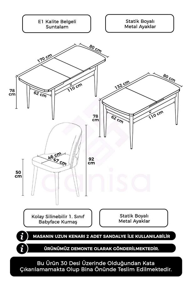 Jae Serisi Açılabilir 80x132 Barok Ahşap Desen Mutfak Masası Takımı Ve 6 Cappucino Sandalye - 5