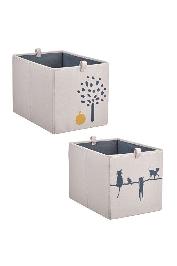 2 Piece Kids Room Organizer Box Set 26X37X26 cm Set of 2 Organizing Storage Box