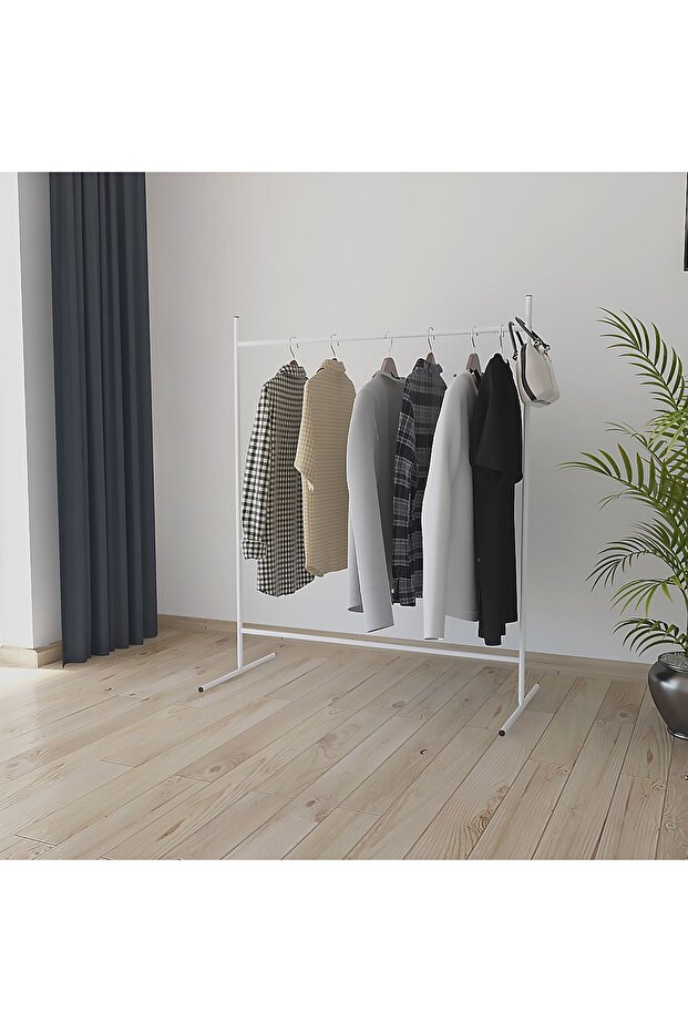White Garment Dot Rectangular Hanging Clothes Rack - 1