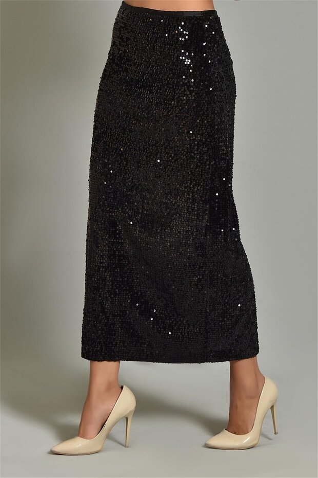 Siyah Zarif Payet Etek - 2