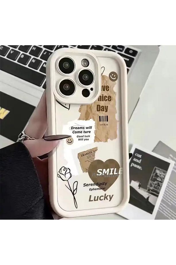 İphone 14 Pro Max Kılıf Yumuşak Renkli Lansman Silikon Coffe Desenli 3d Çıkıntılı Kenarlı Korumalı - 1
