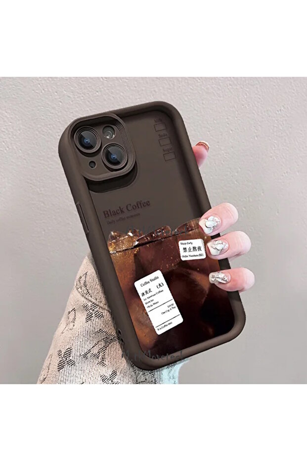 iPhone 13 Case Soft Colorful Launch Silicone Coffe Patterned 3D Protruding Edge Protected - 1