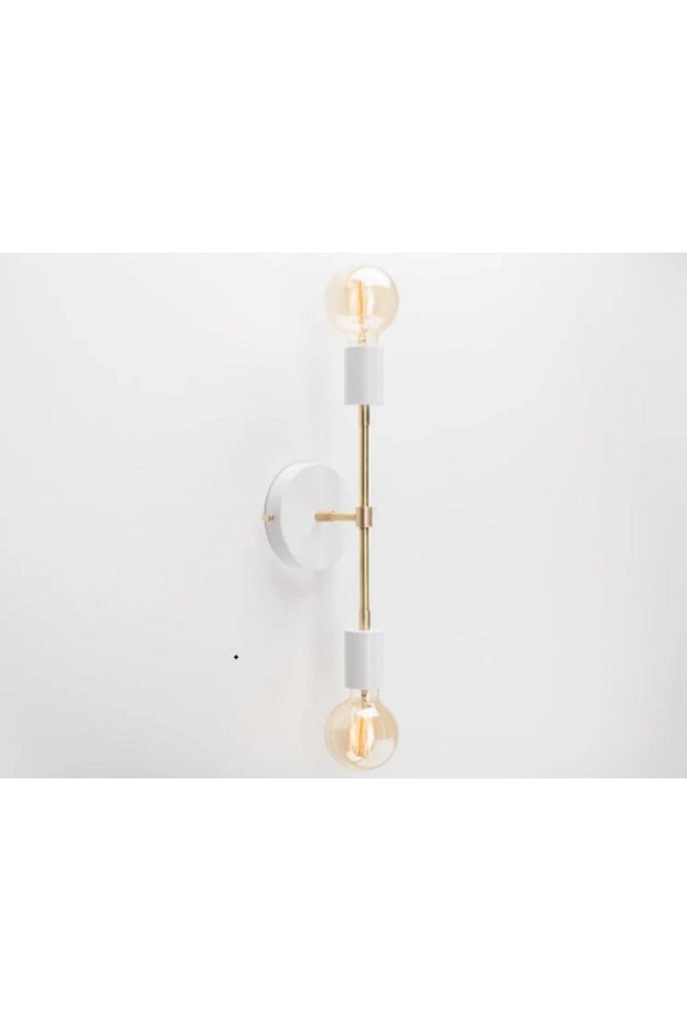 Retro, Vintage, Rustic White 2Xe27 Metal Mirror Top Wall Sconce