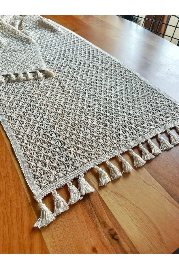 Lace Knitted Cotton Runner 150 X 35 (Spider Pattern Ecru)