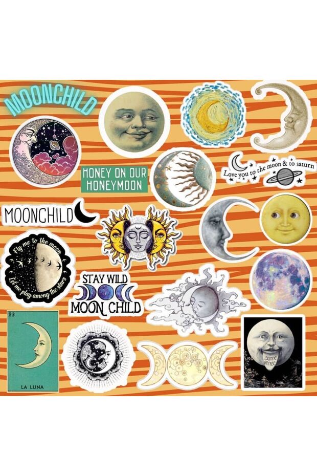 مجموعة ملصقات Moonchild Moon - ملصقات للهاتف المحمول والكمبيوتر المحمول