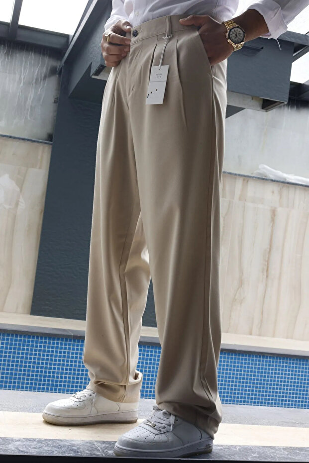 Baggy Double Pleated Pants Comfortable Fit New Season
