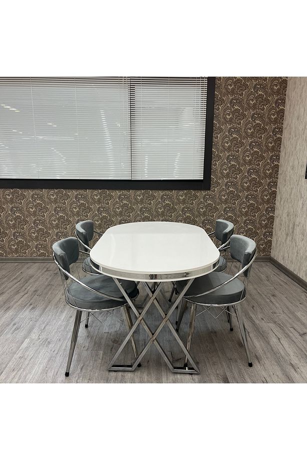 Selenit Mutfak Yemek Masası Takımı- 4 Kişilik Mutfak Masa Sandalye Takımı- Mutfak Masası Takımı - 5