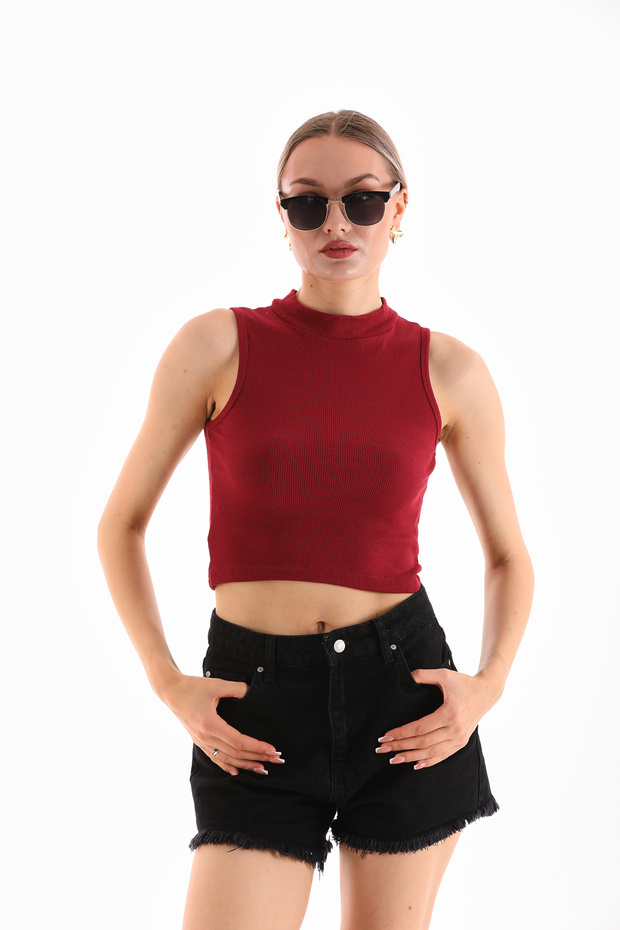 Women's Lycra Sleeveless Crop Blouse