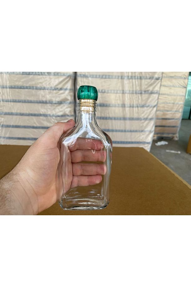 200 CC COLDBREW YASSI CAM ŞİŞE - YEŞİL BAŞLIKLI MANTAR TIPALI - 200 ML YASSI SOĞUK KAHVE ŞİŞE - 2