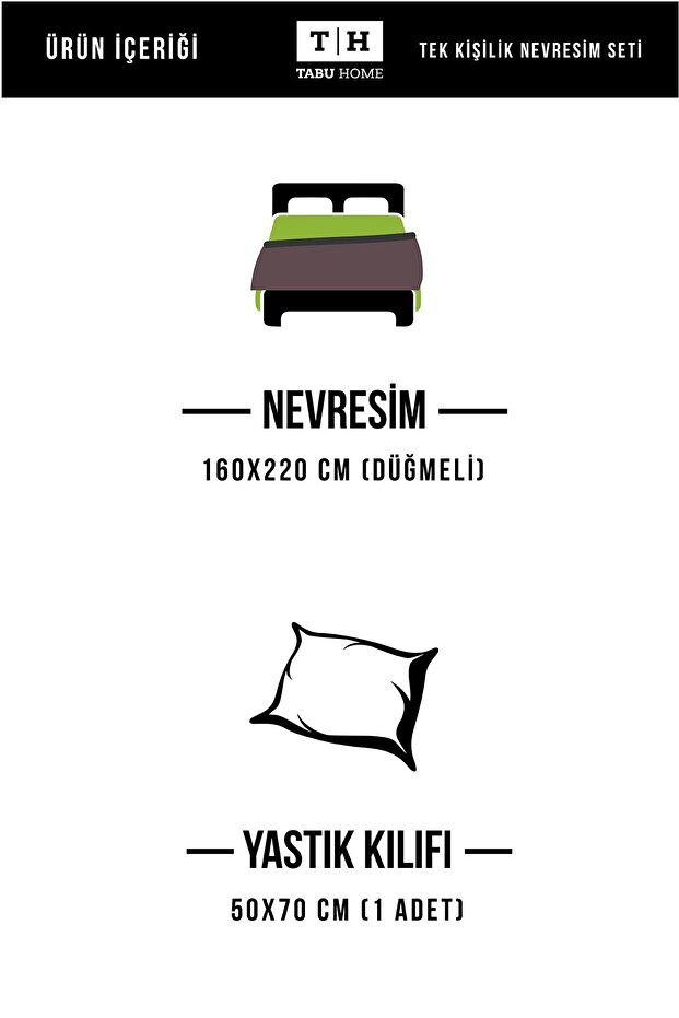 Doodle Siyah Tek Kişilik Nevresim Seti - 5