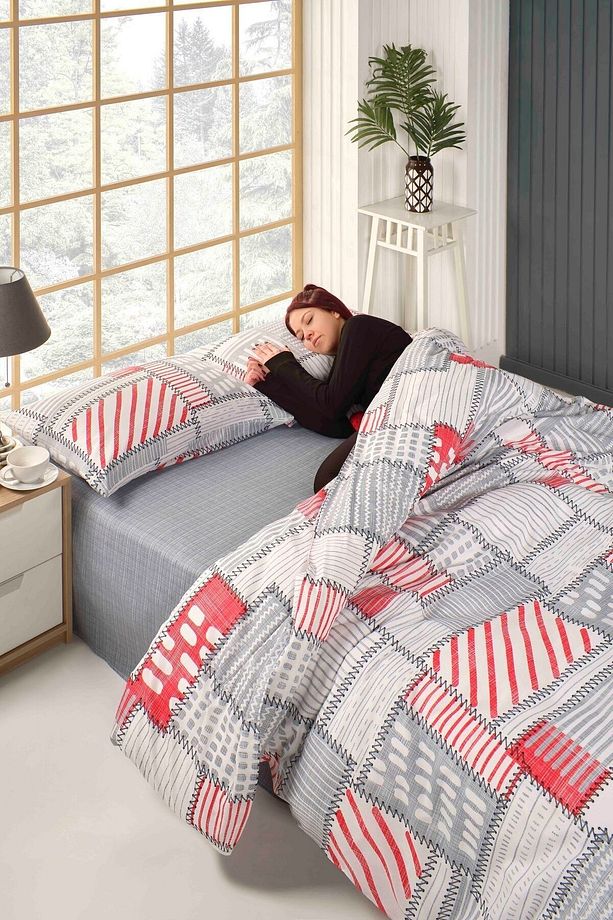 Patchwork Antrasit Gri Tek Kişilik Nevresim Takımı - 3
