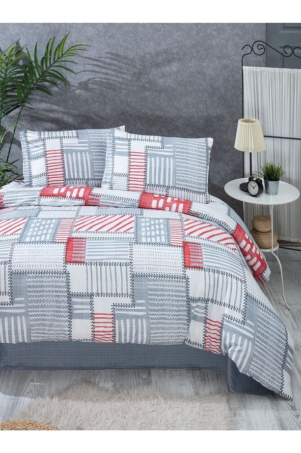 Patchwork Antrasit Gri Tek Kişilik Nevresim Takımı - 4