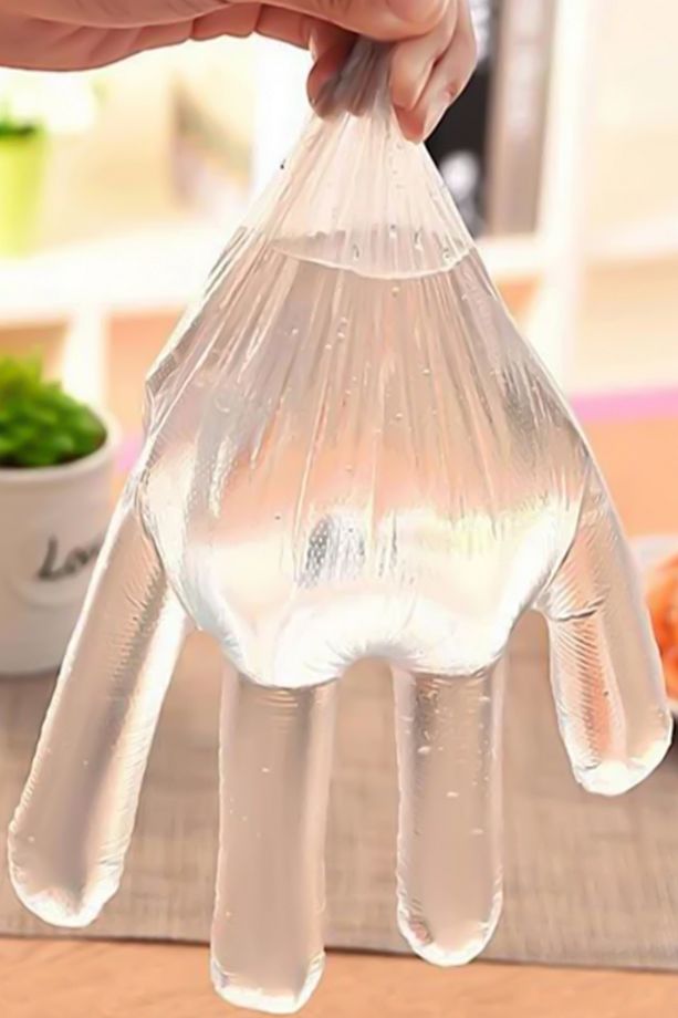 Plastik Şeffaf Tek Kullanımlık Dayanıklı Mutfak Bahçe Hobi Temizlik İş Manav Poşet Eldiven 100 AD - 5
