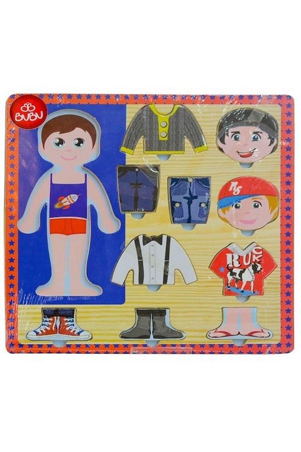 Bu-bu Ahşap Puzzle Kız-erkek Giydirme 30*30cm - 2