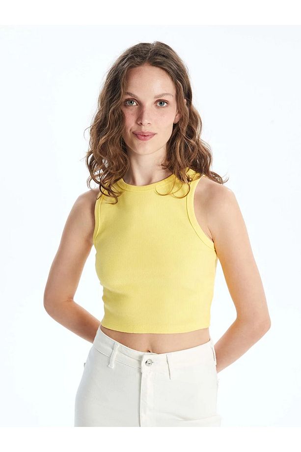 LCW Vision Kadın Bisiklet Yaka Düz Crop - 2