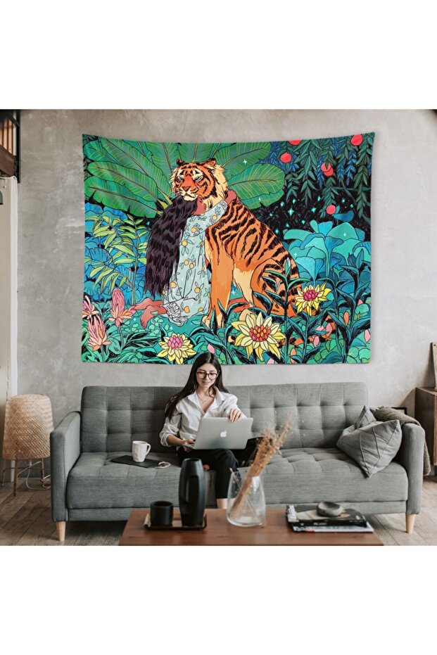 Kaplan Ve Kız Duvar Örtüsü - 1