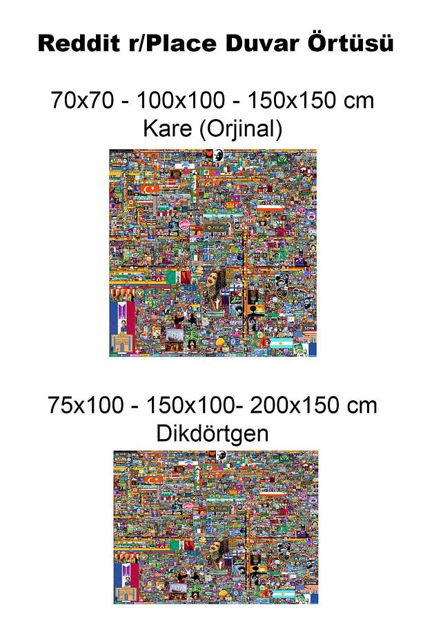 Reddit R/place Piksel Sanatı Duvar Örtüsü - 3