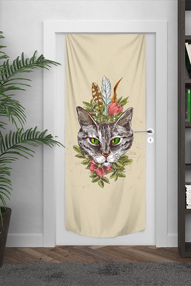 Çiçekli Kedi Kapı Örtüsü - 1