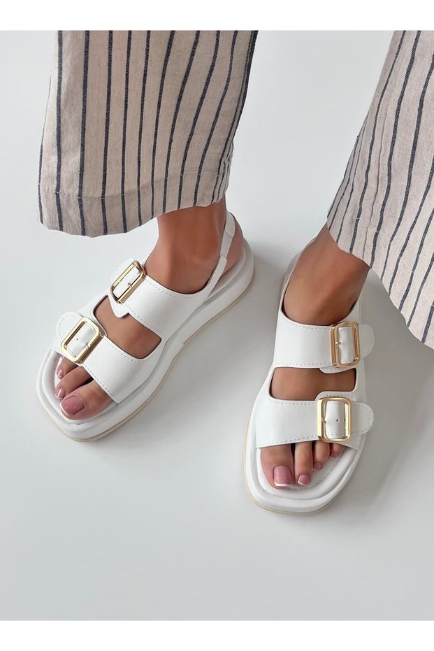 Wedge Heeled Double Strap Buckle Women's Sandals