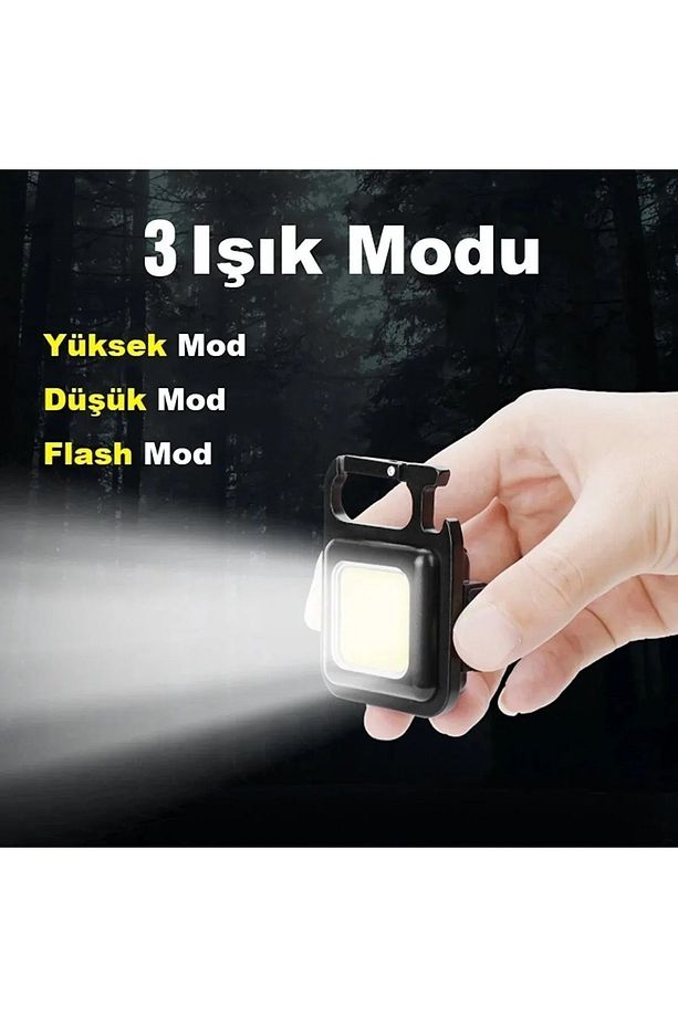 Mini Led El Feneri Mıknatıslı Su Geçirmez Şişe Açacaklı Şarjlı - 3