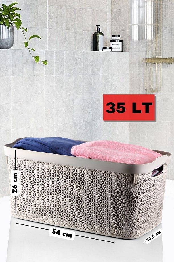 3'lü Set Dekoratif Safir Desenli Banyo Kirli Sepeti, Deterjan Kutusu Ve Çok Amaçlı Sepet - 3