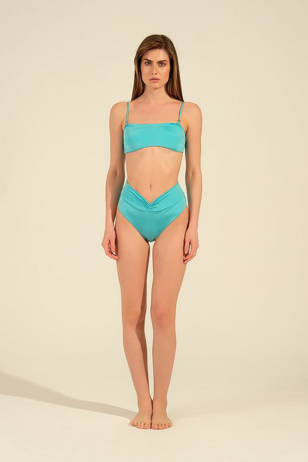 Mira Bralet Aksesuarlı Yüksek Bel Bikini Takımı - 1