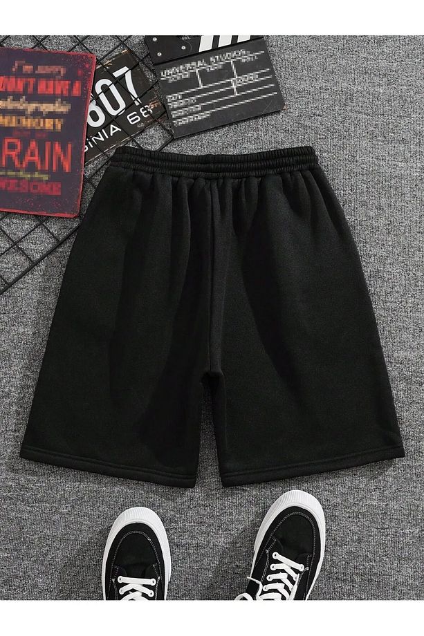 Unisex Prisma Mountain Minimal Tasarım Baskılı Şort -Oversize Yazlık Penye Kısa Lastikli Yüksek bel - 4