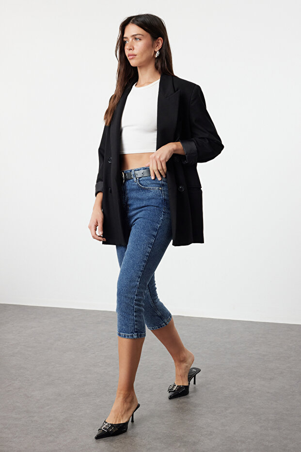 Mavi Yüksek Bel Kapri Jeans TWOAW25JE00010 - 1