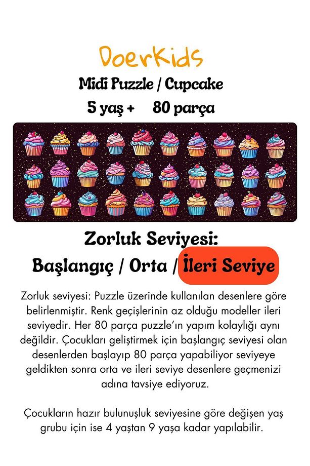 Cupcakes Midi Puzzle | 4-9 Yaş 80 Parça - 6