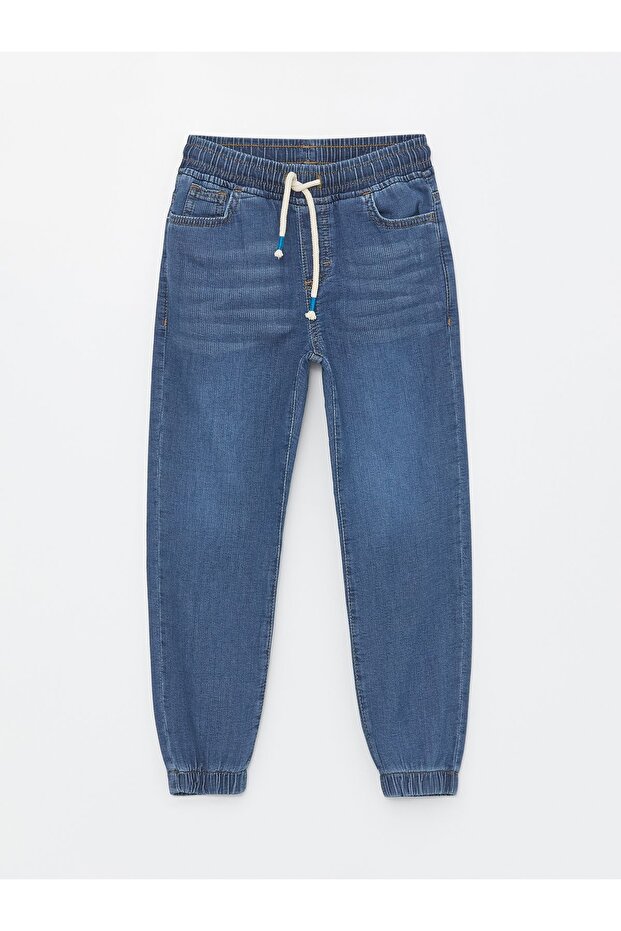 Siyah Beli Lastikli Erkek Çocuk Jogger Jean Pantolon - 1