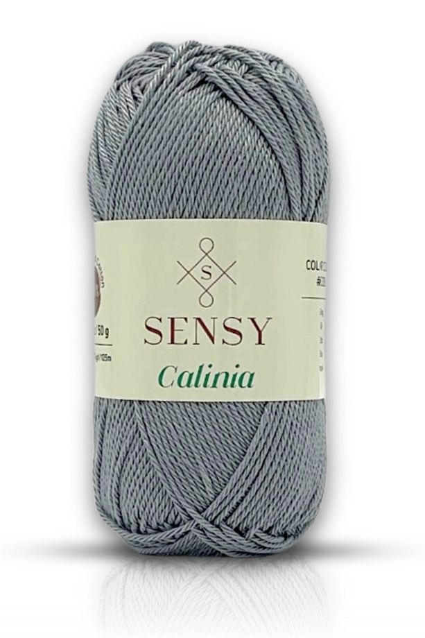 Calinia 100% Merserize Pamuk Örgü İpi, Dantel İpi, Tığ İpi, Giza Mısır Pamuğu İp Gri - 1