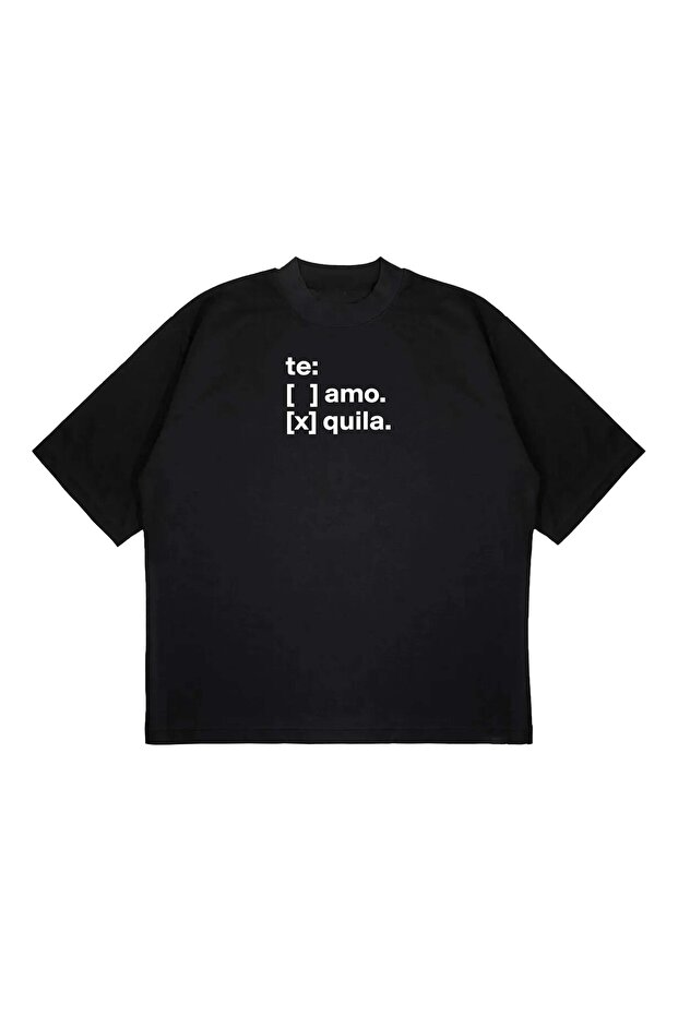 Tequila Design Printed Oversize Unisex 100% Cotton Breathable Thick Fabric T-Shirt