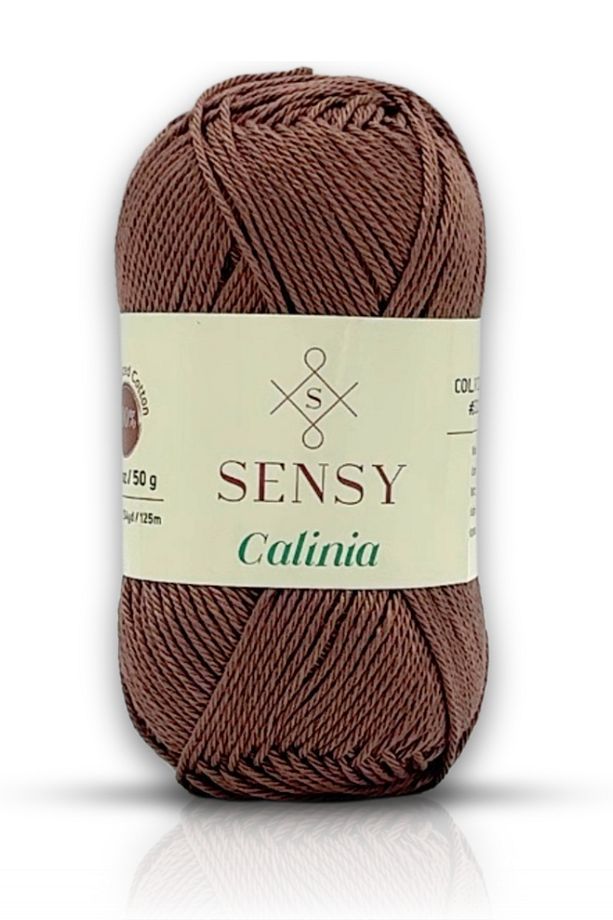 Calinia 100% Merserize Pamuk Örgü İpi, Dantel İpi, Tığ İpi, Giza Mısır Pamuğu İp Vizon - 1