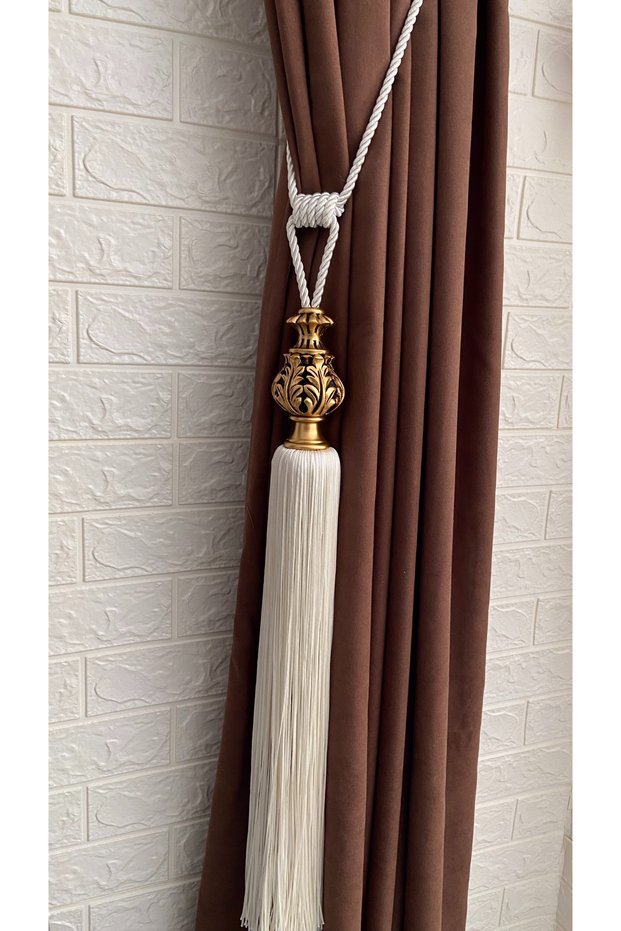 Curtain Accessory Polyester Vase Shah Model Tasseled Bracket Cornice Mounting Kit 1 Piece