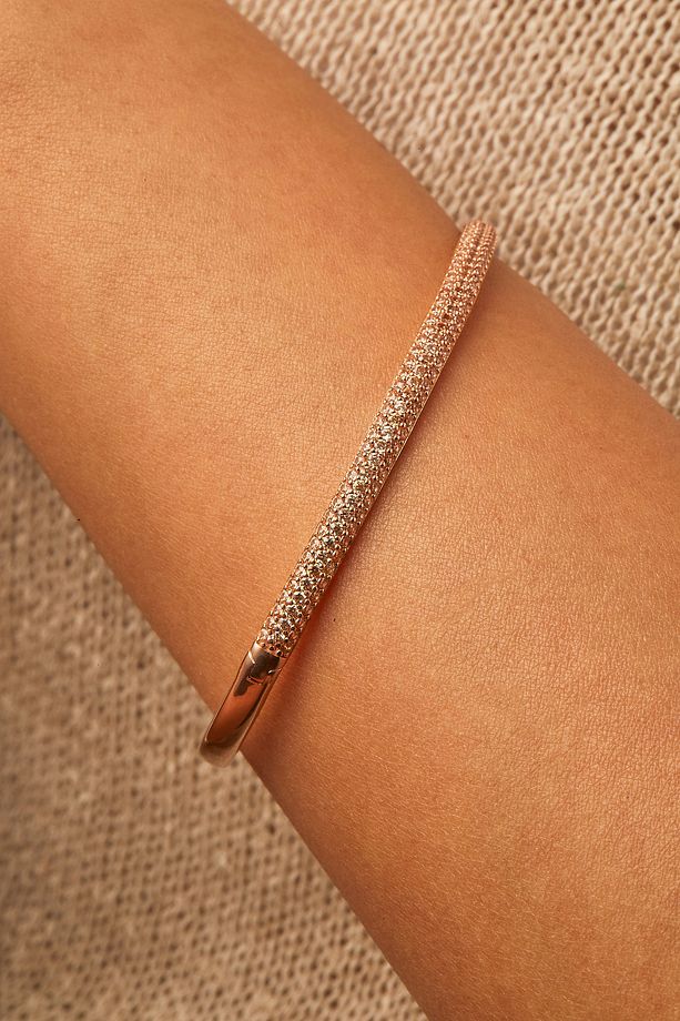 Sunshine Kelepçe Bileklik, 1 mikron Rose Gold Kaplama - Şampanya Zirkon Taş - Champaigne - 1