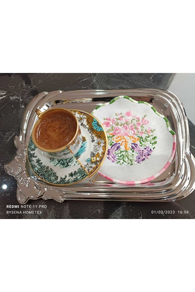 Tree of Life Cocktail and Coffee Side Serving Napkin 1 Piece Pink